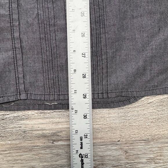 Roar Gray Striped Mens XL Contrast Stitch‎ Long Sleeve Button Shirt Mallgoth Y2K - Picture 7 of 8